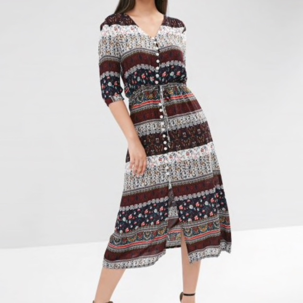 Boho button down midi dress